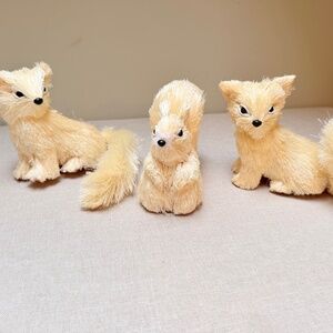 Vtg Brushart Sisal Straw Fox And Squirrels Winter Christmas Decor